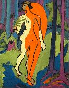 Ernst Ludwig Kirchner Nude in orange and yellow USA oil painting artist